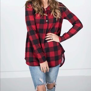 Kaya Check Top in Red